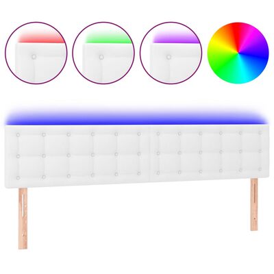 vidaXL LED Горна табла за легло, бяла, 160x5x78/88 см, изкуствена кожа