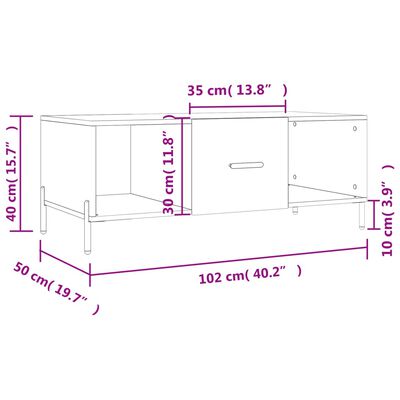 vidaXL Кафе маса, дъб сонома, 102x50x40 см, инженерно дърво