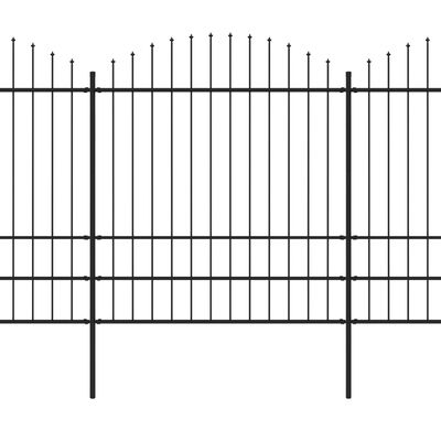 vidaXL Градинска ограда с пики, стомана, (1,75-2)x6,8 м, черна