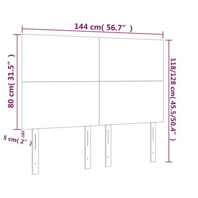 vidaXL Горни табли за легло, 4 бр, тъмносиви, 72x5x78/88 см, плат