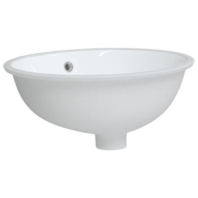 vidaXL Мивка за баня, бяла, 43x35x19 см, овална, керамика