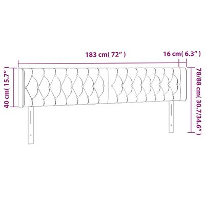 vidaXL LED горна табла за легло, светлосива, 183x16x78/88 см, плат