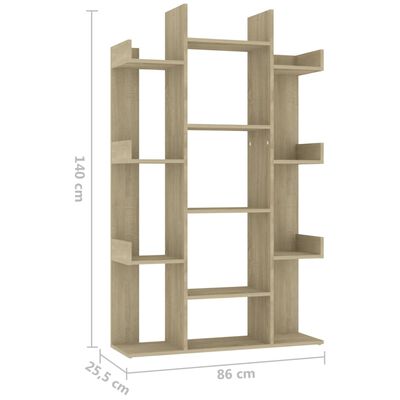 vidaXL Шкаф библиотека, дъб сонома, 86x25,5x140 см, инженерно дърво