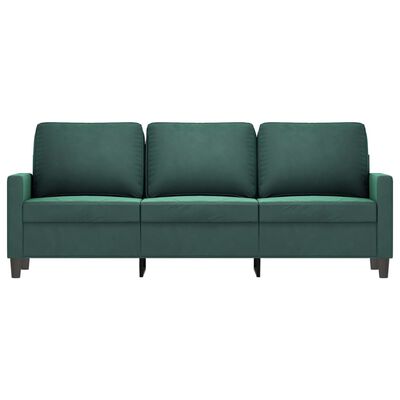 vidaXL 3-местен диван, тъмнозелен, 180 см, кадифе