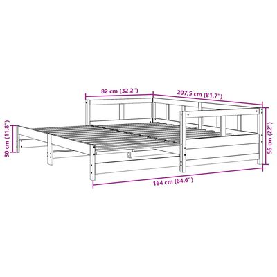 vidaXL Дневно легло без матрак, 80x200 см, борово дърво масив