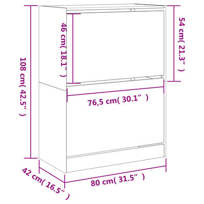 vidaXL Шкаф за обувки с 4 флип чекмеджета бял 80x42x108 см