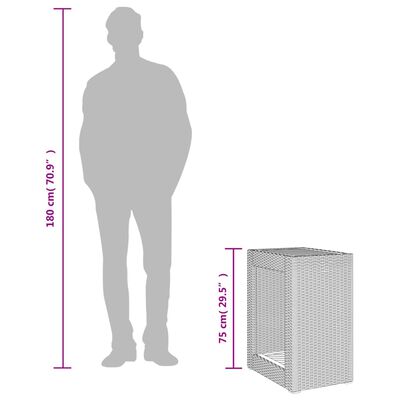 vidaXL Градинска маса с дървен плот сива 60x40x75 см полиратан