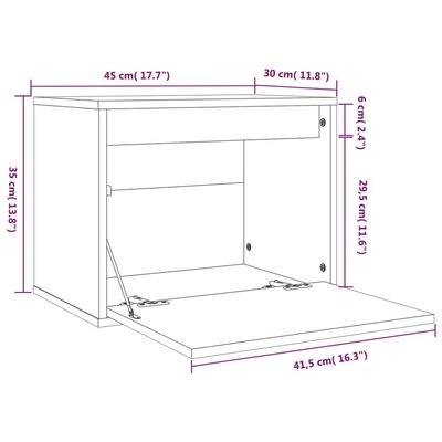 vidaXL Стенен шкаф, 45x30x35 см, бор масив