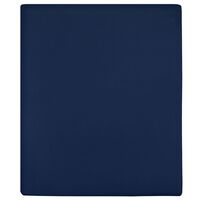 vidaXL Чаршаф с ластик, нейви синьо, 90x200 см, памук