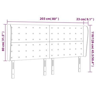 vidaXL Горна табла за легло с уши, таупе, 203x23x118/128 см, плат