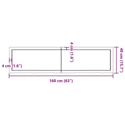 vidaXL Плот за маса тъмнокафяв 160x40x(2-4) см обработен масивен дъб