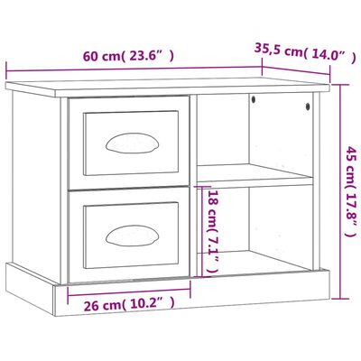 vidaXL Нощно шкафче, опушен дъб, 60x35,5x45 см