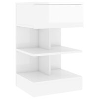 vidaXL Нощно шкафче, бял гланц, 40x35x65 см, инженерно дърво