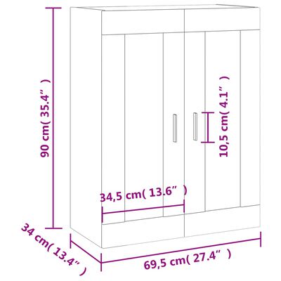 vidaXL Стенен шкаф опушен дъб 69,5x34x90 см