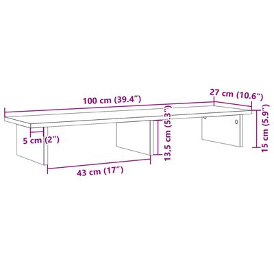 vidaXL Поставка за монитор, старо дърво, 100x27x15 см, инженерно дърво