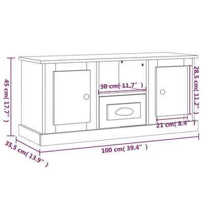 vidaXL ТВ шкаф, бетонно сиво, 100x31,5x45 см, инженерно дърво