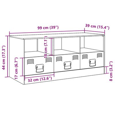 vidaXL ТВ шкаф, горчица жълто, 99x39x44 см, стомана