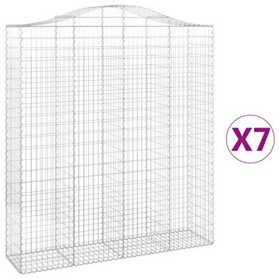 vidaXL Габионни кошници арка 7 бр 200x50x220/240 см поцинковано желязо