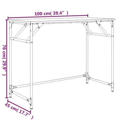 vidaXL Бюро опушен дъб 100x45x76см инженерно дърво и боядисана стомана