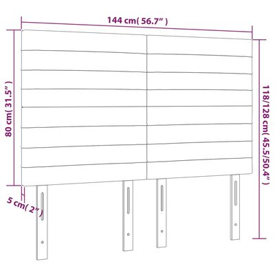 vidaXL LED горна табла за легло, тъмнокафява,144x5x118/128 см, плат