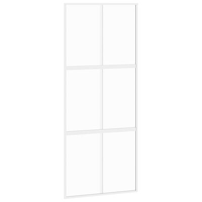 vidaXL Плъзгаща се врата, бяла, 90x205 см, закалено стъкло и алуминий
