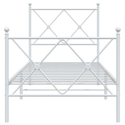 vidaXL Метална рамка за легло с горна и долна табла, бяла, 80x200 см