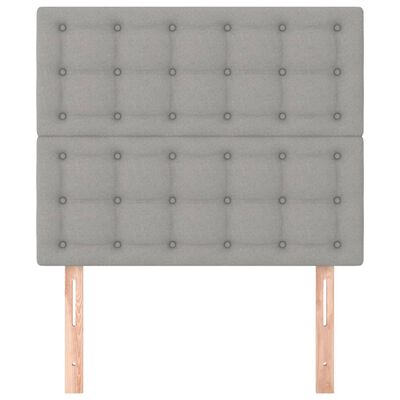 vidaXL Горни табли за легло, 2 бр, светлосиви,90x5x78/88 см, плат