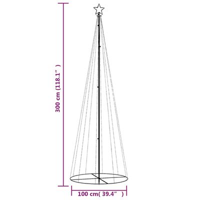 vidaXL Конусовидна елха, студено бяло, 310 LED, 100x300 см