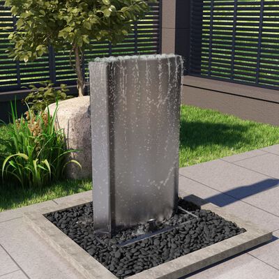 vidaXL Градински фонтан сребрист 60,2x37x122,1 см неръждаема стомана