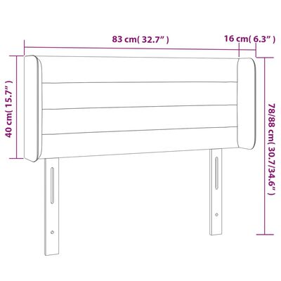 vidaXL LED горна табла за легло, светлосива,83x16x78/88 см, плат