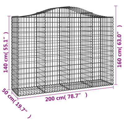 vidaXL Габионни кошници арка 14 бр 200x50x140/160см поцинковано желязо