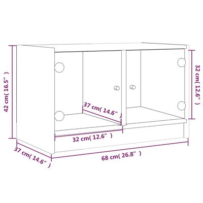 vidaXL ТВ шкаф със стъклени врати, сонома дъб, 68x37x42 см