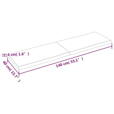 vidaXL Плот за маса светлокафяв 140x40x(2-4) см обработен масивен дъб