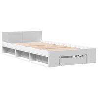 vidaXL Рамка за легло с чекмедже, бяла, 75x190 см, инженерно дърво