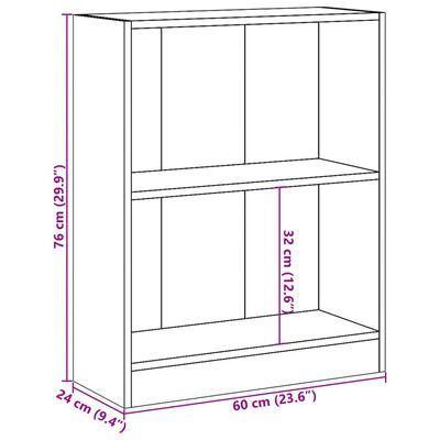 vidaXL Етажерка за книги, сив сонома, 60x24x76 см, инженерно дърво