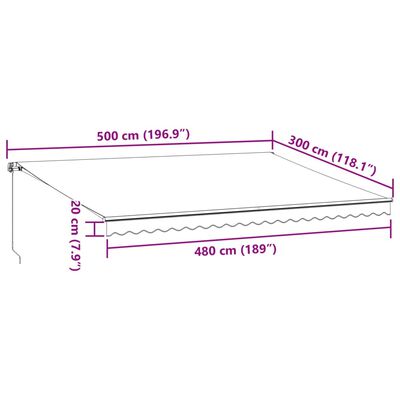 vidaXL Ръчно прибираща се тента с LED, антрацит и бял, 500x300 см