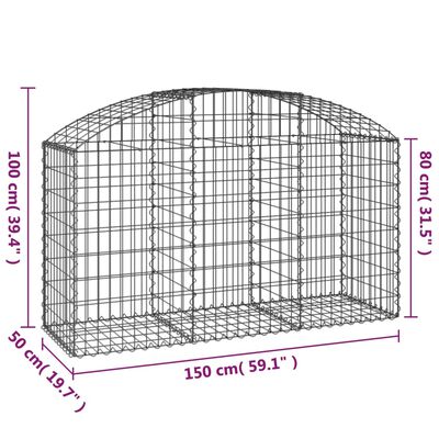 vidaXL Дъговидна габионна кошница 150x50x80/100 см поцинковано желязо