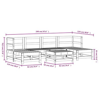 vidaXL Градински лаундж комплект 7 части импрегниран бор