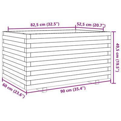 vidaXL Градинска кашпа, 90x60x49,5 см, импрегнирано борово дърво