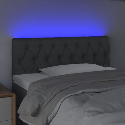 vidaXL LED горна табла за легло, тъмносива, 100x7x78/88 см, плат