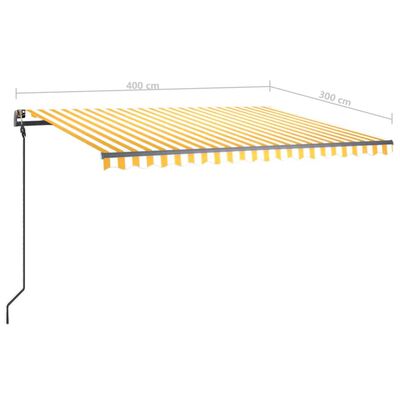 vidaXL Автоматична тента с LED и сензор за вятър 4x3 м жълто и бяло