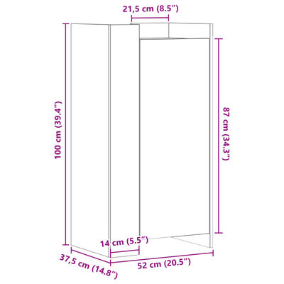 vidaXL Шкаф за обувки, дъб сонома, 52x37,5x100 см, инженерно дърво