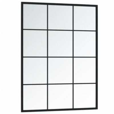 vidaXL Огледало за стена, черно, 80x60 см, метал