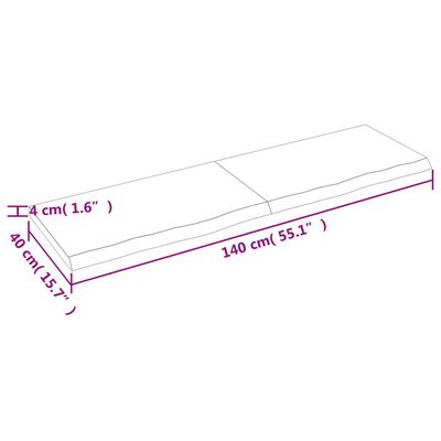 vidaXL Плот за баня 140x40x(2-4) см необработено масивно дърво