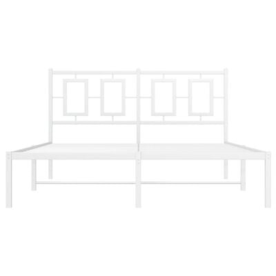 vidaXL Метална рамка за легло с горна табла, бяла, 140x200 см