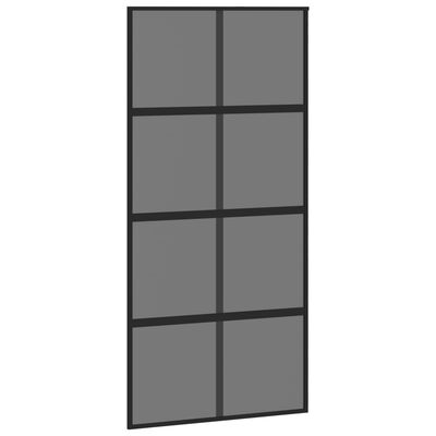 vidaXL Плъзгаща се врата черна 102,5x205 см закалено стъкло и алуминий