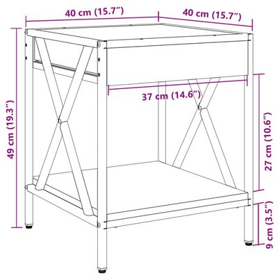 vidaXL Маса за кафе с Infinity LED, опушен дъб, 40x40x49 см