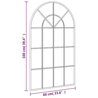 vidaXL Стенно огледало, черно, 60x100 см, арка, желязо