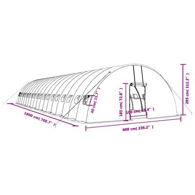 vidaXL Оранжерия със стоманена рамка бяла 108 м² 18x6x2,85 м