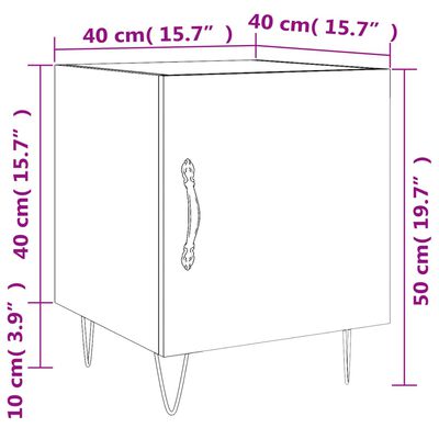 vidaXL Нощно шкафче, черно, 40x40x50 см, инженерно дърво